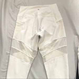 Lululemon High Rise White Mesh Leggings